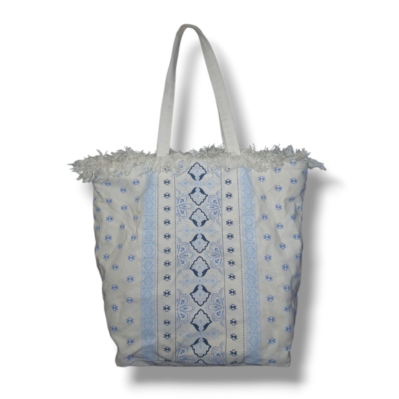Pre-loved Shiraleah Fringe Zip-top Canvas Tote - Picture 1 of 5